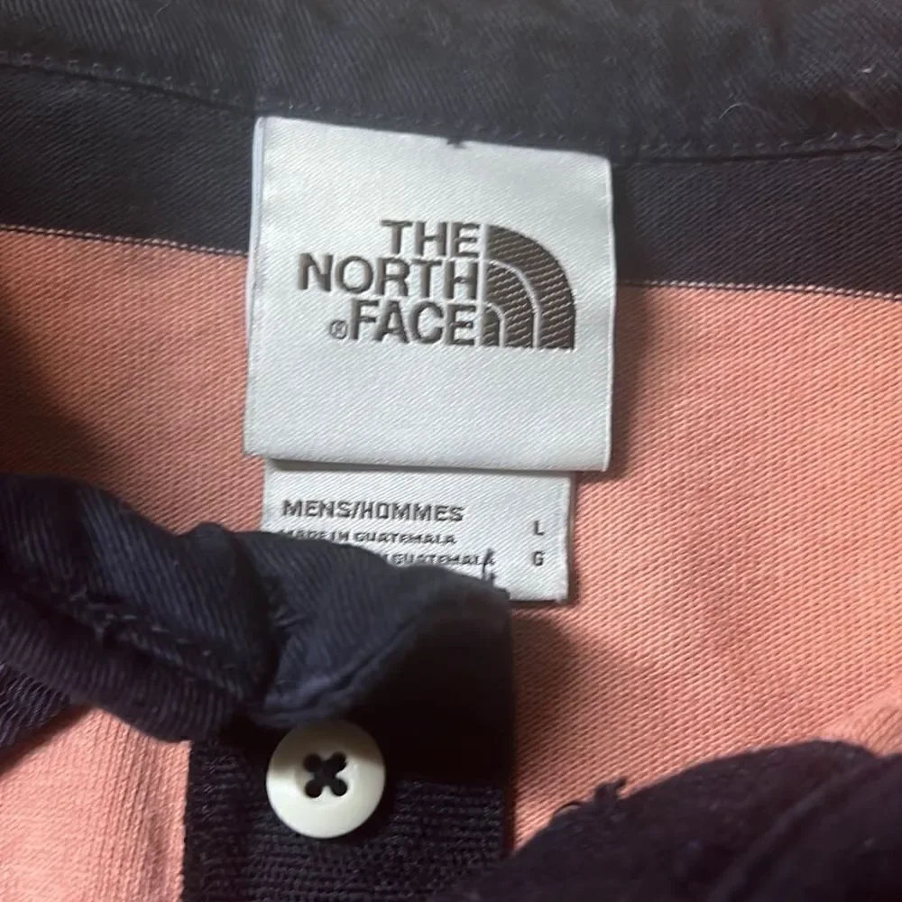 The North Face Men's Coral Navy Striped Rugby Long‎ Sleeves Collard Polo Size L